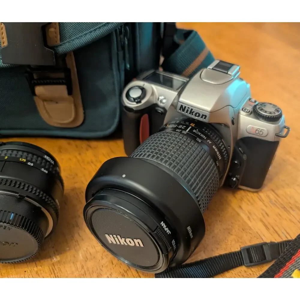 Nikon N65 35mm Film Camer, Lens, Case. Strap